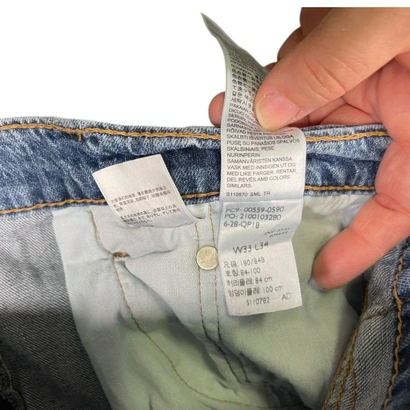 Levi's 33x34 Blue 559 Relaxed Straight Leg Denim Jeans Americana Workwear - Picture 8 of 9